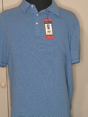 New Member Mark Men's XL Blue Striped Cotton Golf Polo (1042C4)